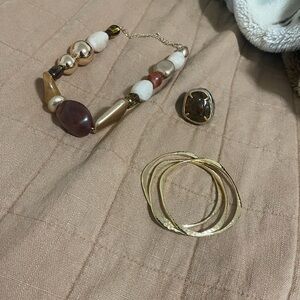 Zara Gold and Brown Beaded Necklace Set